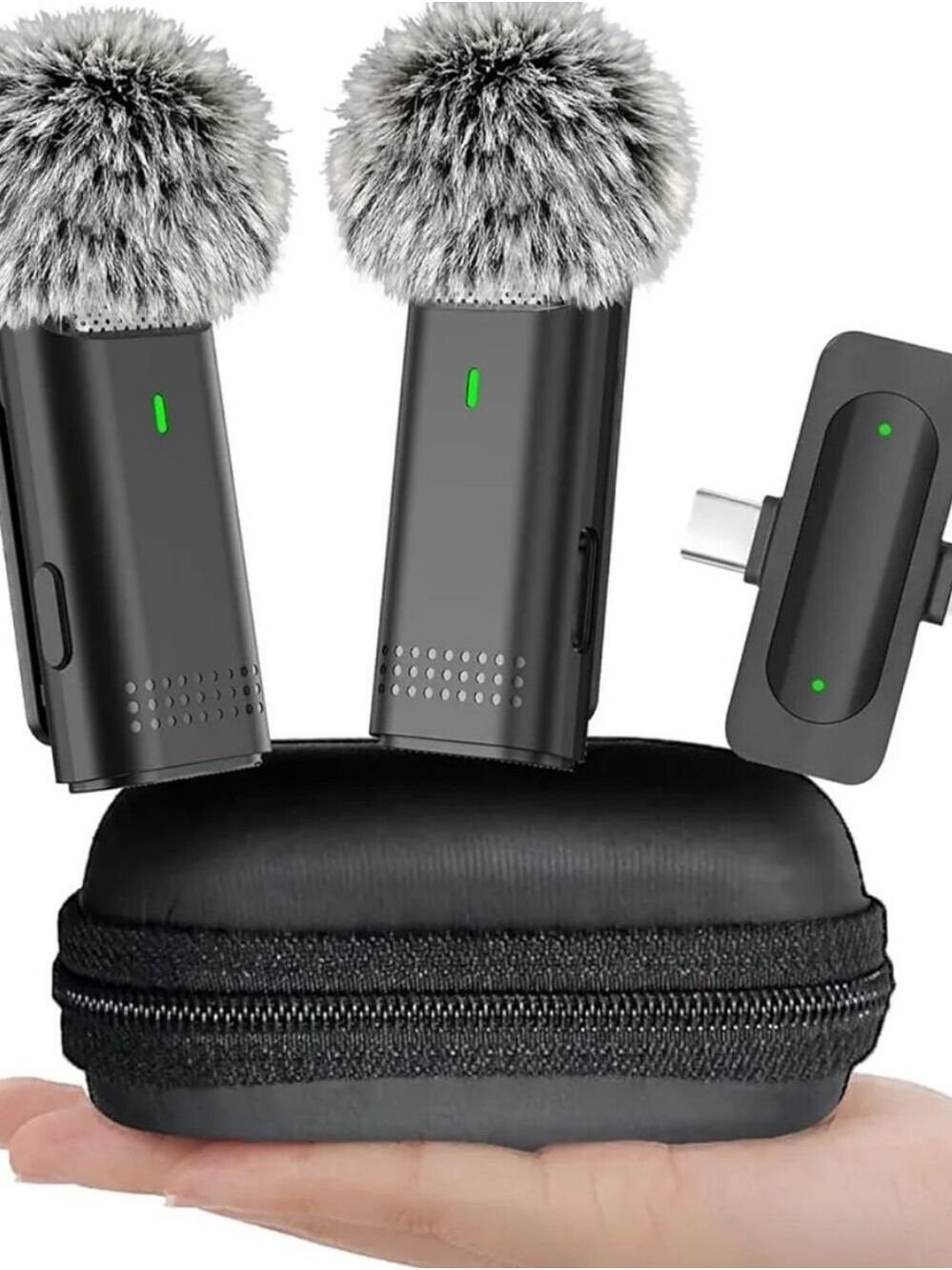 2 Pack Wireless Microphone for iPhone/Android USB C Lav Mic